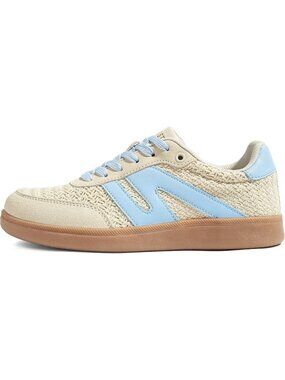 Women's Beige Blue Classic Retro Gum Sole Fashion Casual Tennis Skate Sneakers